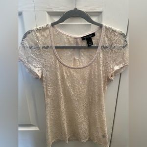 WHBM Ivory Lace Top Size Small